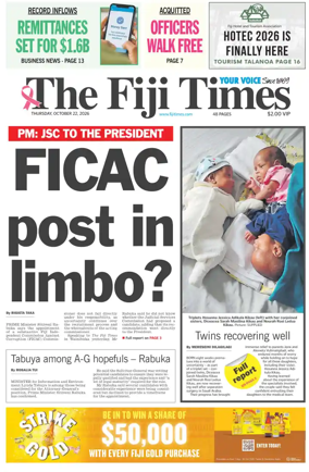 Cover of The Fiji Times