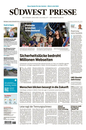 Cover of Sudwest Presse - Metzinger Uracher Volksblatt - Der Ermstalbote