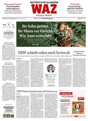 Cover of Westdeutsche Allgemeine Zeitung (Mulheim an der Ruhr)