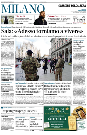 Cover of Corriere della Sera (Milano)