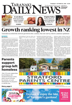 Cover of Taranaki Daily News