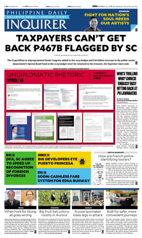 Cover of Philippine Daily Inquirer