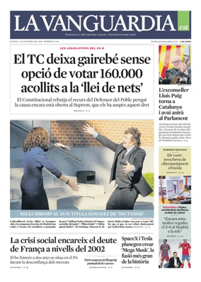 Cover of La Vanguardia (Catala)