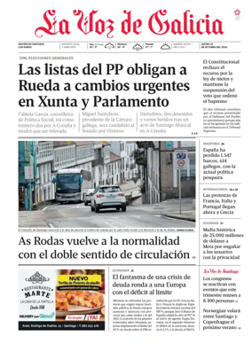 Cover of La Voz de Galicia (Santiago)