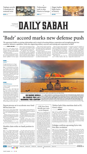Cover of Daily Sabah (Turkey)