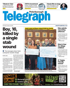 Cover of The Peterborough Evening Telegraph
