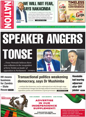 Cover of Daily Nation Newspaper