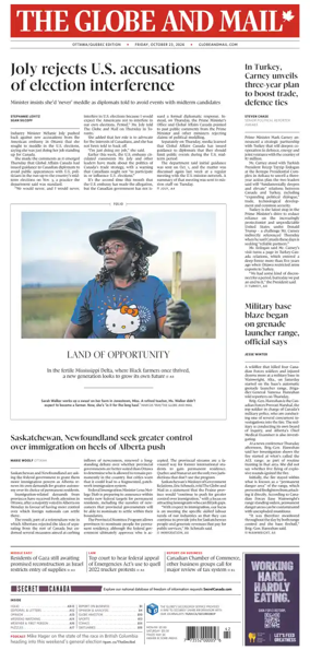 Cover of The Globe and Mail (Ottawa/Quebec Edition)