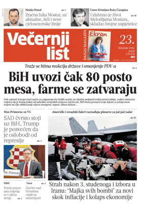 Cover of Vecernji list BiH