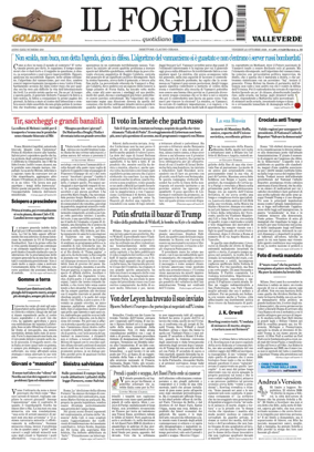 Cover of Il Foglio Quotidiano