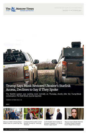 Cover of The Moscow Times - English