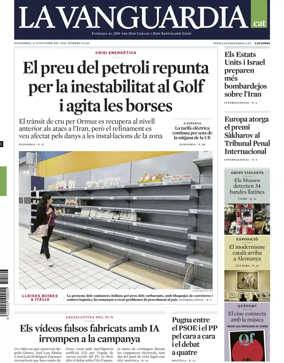 Cover of La Vanguardia (Catalonia - 1st edition)