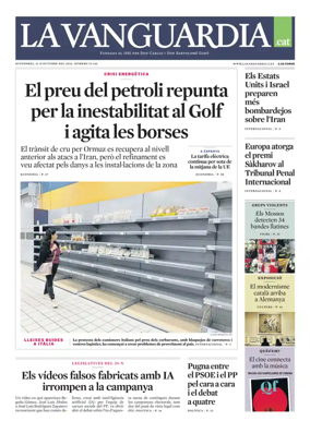 Cover of La Vanguardia (Catala)