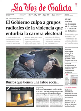 Cover of La Voz de Galicia (Ourense)