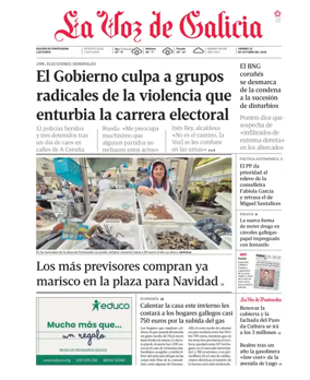 Cover of La Voz de Galicia (Pontevedra)