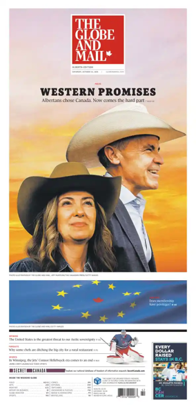 Cover of The Globe and Mail (Alberta Edition)