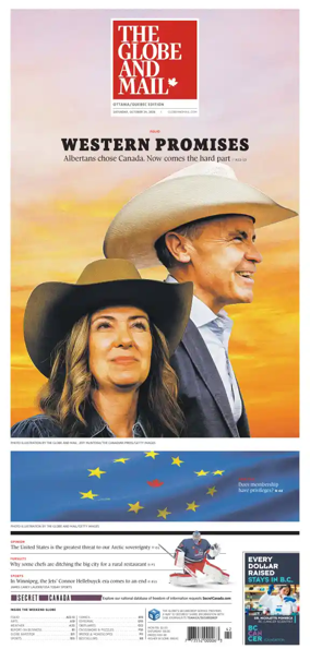 Cover of The Globe and Mail (Ottawa/Quebec Edition)