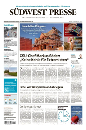 Cover of Sudwest Presse - Metzinger Uracher Volksblatt - Der Ermstalbote