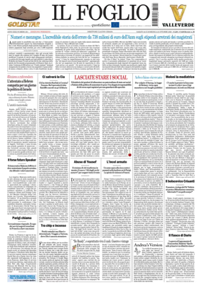 Cover of Il Foglio Quotidiano