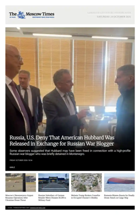 Cover of The Moscow Times - English