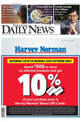 Cover of Taranaki Daily News