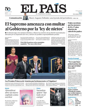 Cover of EL PAIS Euskadi