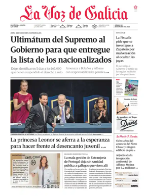 Cover of La Voz de Galicia (A Coruna)