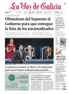 Cover of La Voz de Galicia (Lugo)