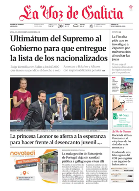 Cover of La Voz de Galicia (Ourense)
