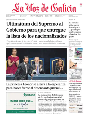 Cover of La Voz de Galicia (Santiago)