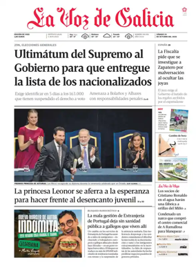 Cover of La Voz de Galicia (Vigo)