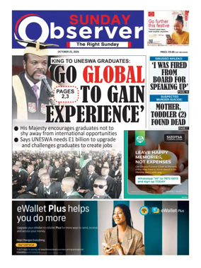 Cover of Sunday Observer (Eswatini)