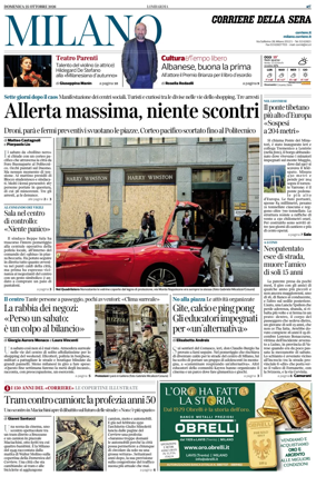 Cover of Corriere della Sera (Milano)