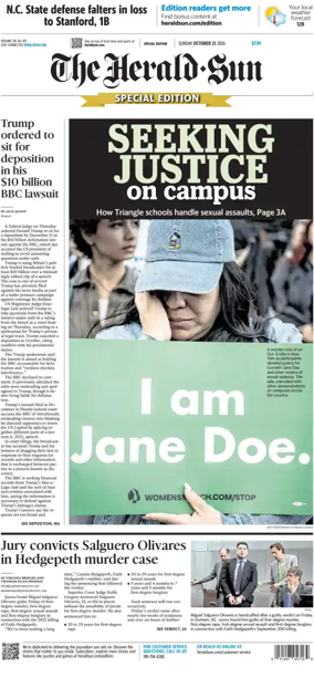 Cover of The Herald Sun (Sunday)