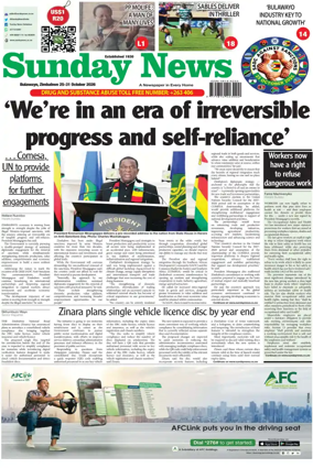 Cover of Sunday News (Zimbabwe)