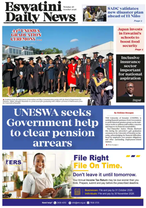 Cover of Eswatini Daily News