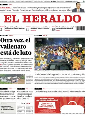 Cover of El Heraldo (Colombia)