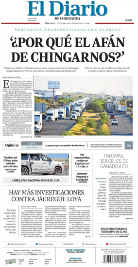 Cover of El Diario de Chihuahua