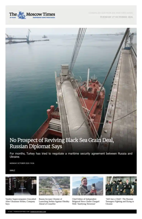 Cover of The Moscow Times - English