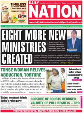 Cover of Daily Nation Newspaper