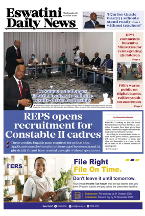 Cover of Eswatini Daily News