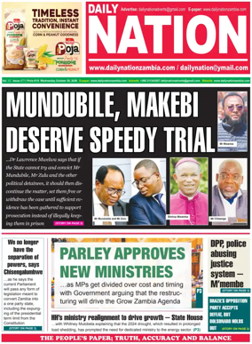 Cover of Daily Nation Newspaper
