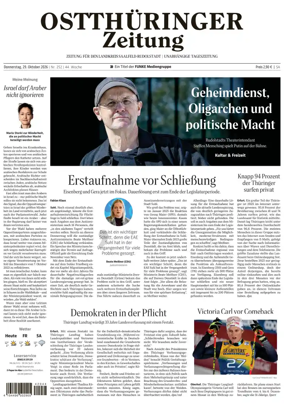 Cover of Ostthuringer Zeitung (Landkreis Saalfeld-Rudolstadt)