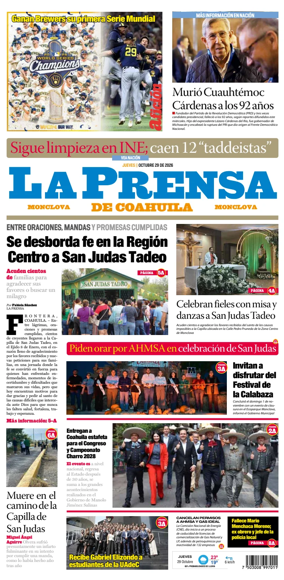 Cover of La Prensa de Coahuila