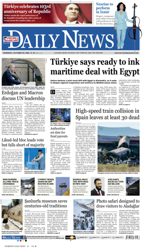Cover of Hurriyet Daily News & Economic Review