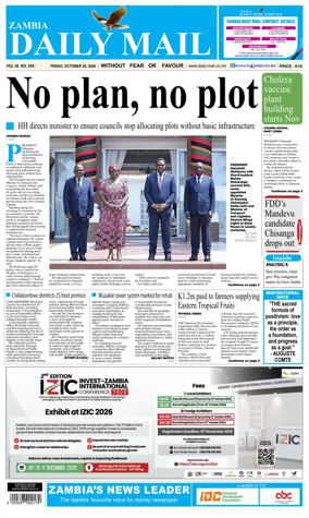 Cover of Zambia Daily Mail